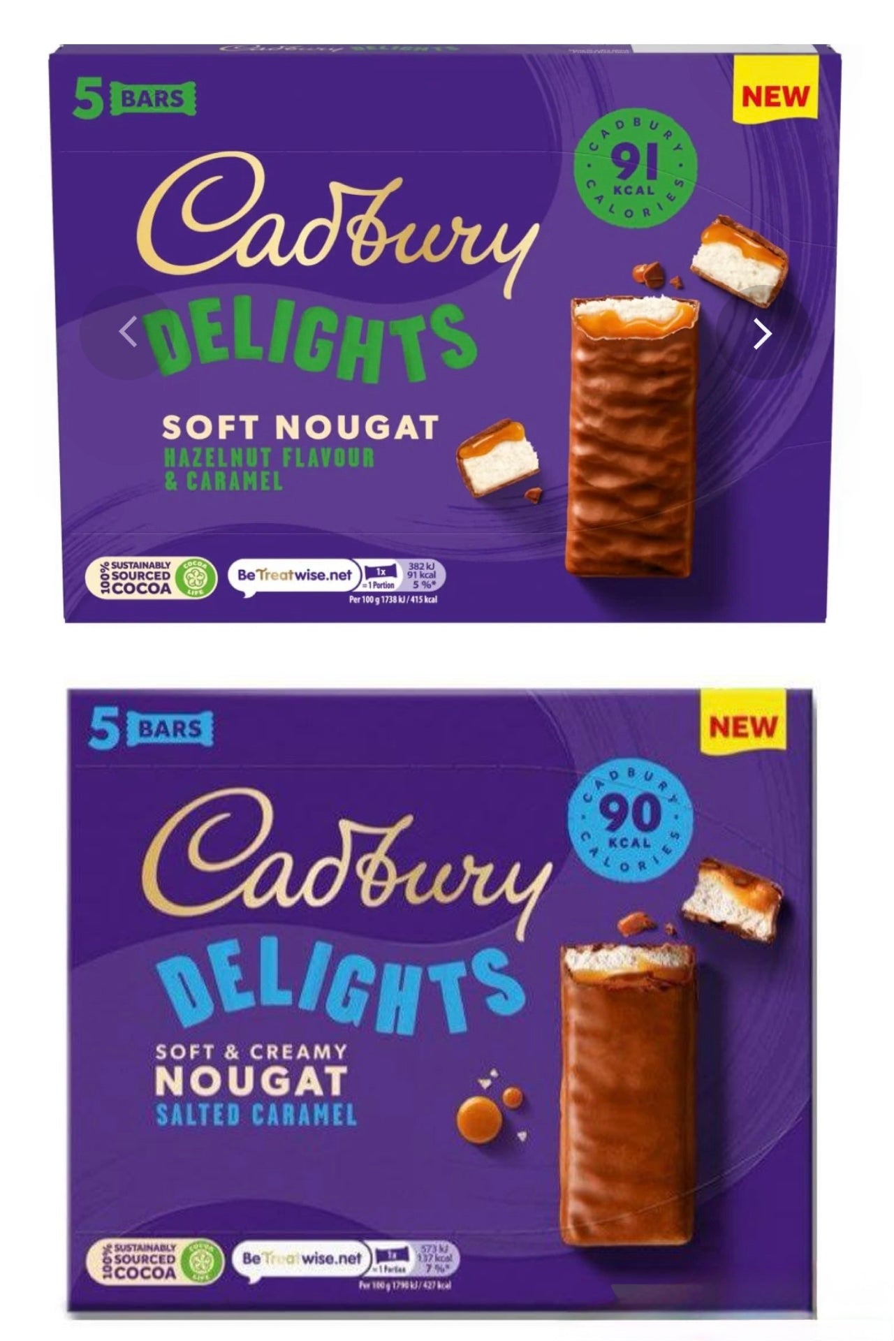 Cadbury Delights soft nougat (5 bars) (UK)