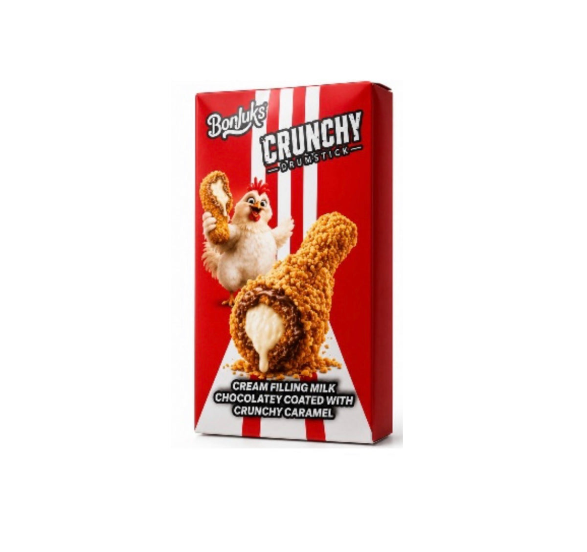 Bonjuks crunchy drumstick 50g (cream filling milk chocolate coated with crunchy caramel)