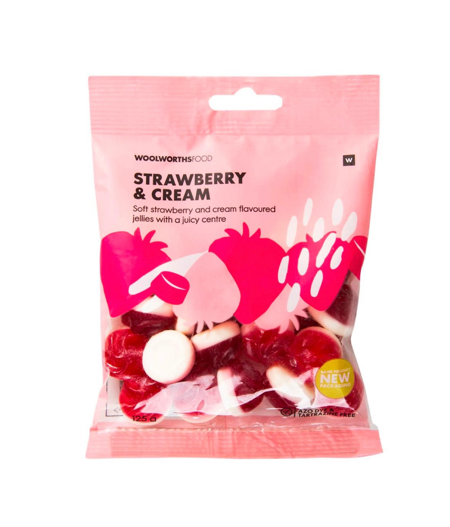 Woolies strawberry & cream jellies 125g