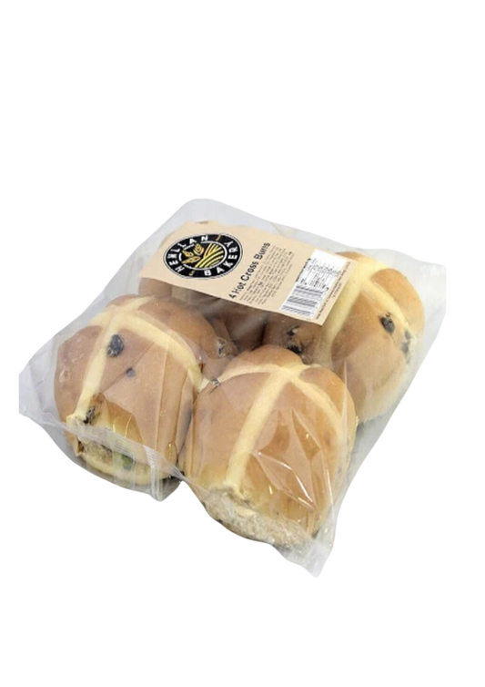 Hot cross buns 4 pack (made in the UK)
