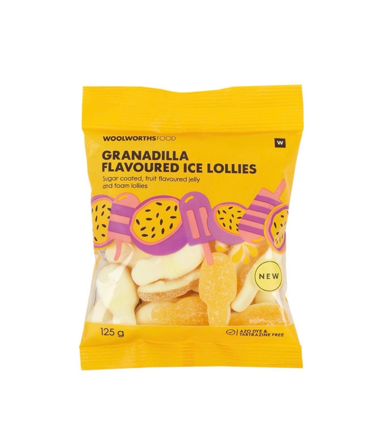 Woolies Granadilla flavored jelly and foam lollies image 0