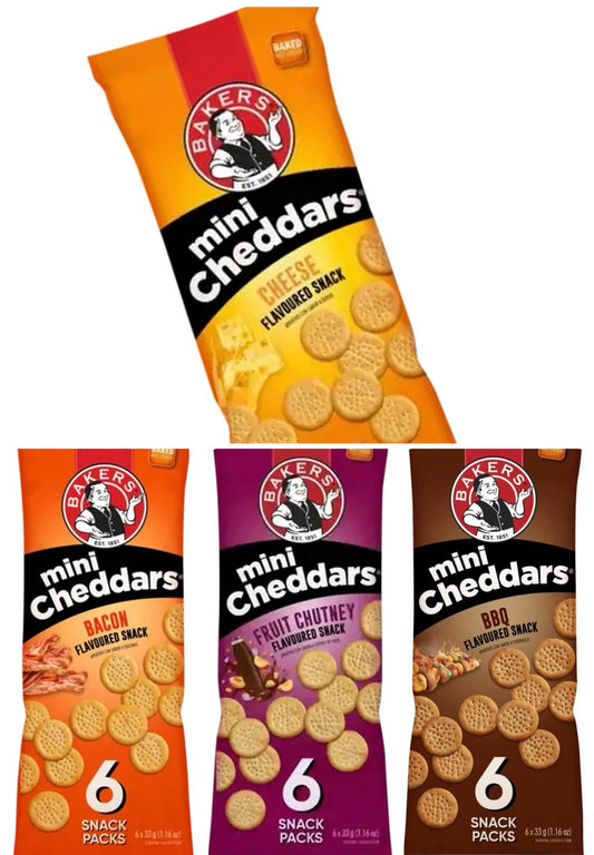 Bakers mini cheddars 33g (pack of 6)