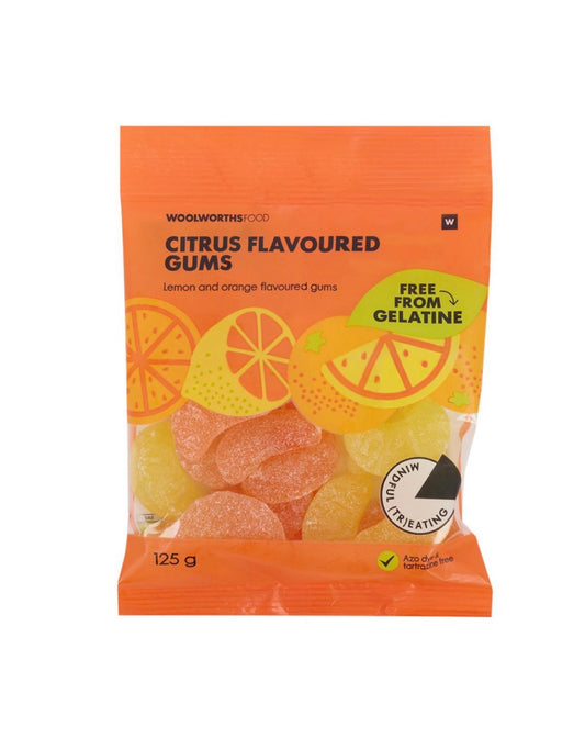 Woolies citrus flavored gums 125g