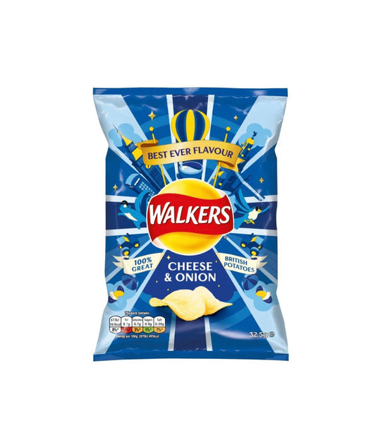 2 PACK: Walkers cheese & onion 32.5g (UK) BB: 16 May 2026
