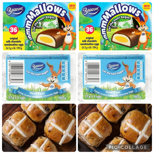 $10 savings with the Special Easter bundle (2 boxes of marshmallow eggs, 2 hen eggs, 2 pack hot cross buns)