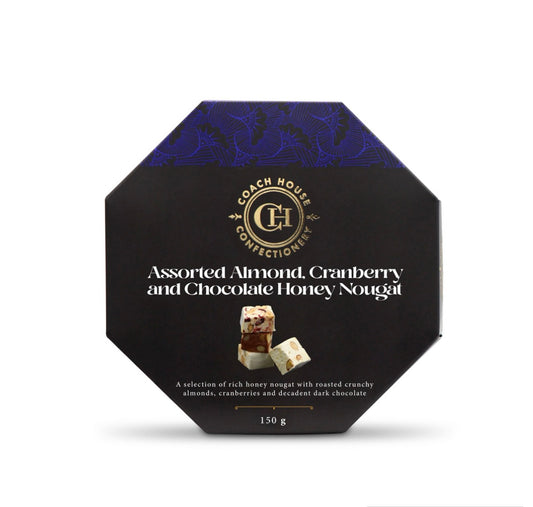 Coach House assorted almond, cranberry and chocolate honey nougat 150g