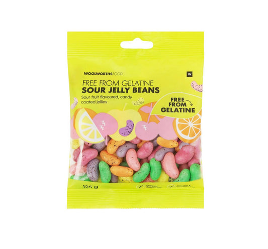Woolies sour jelly beans (gelatine free) 125g