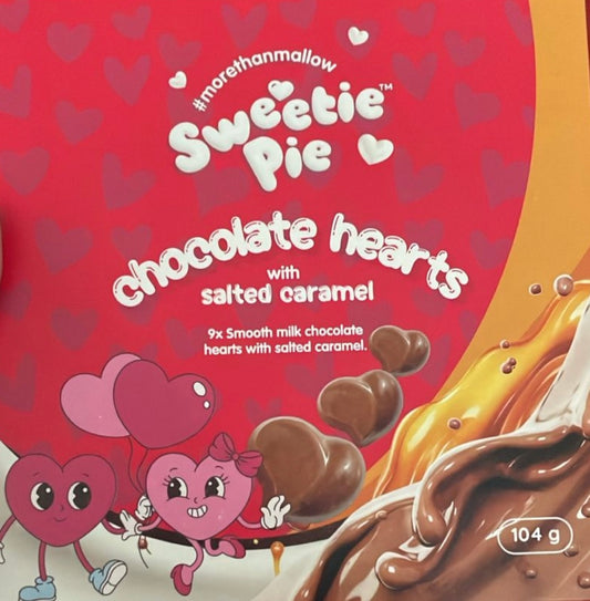 Sweetie Pie chocolate hearts with salted caramel (box of 9 hearts)