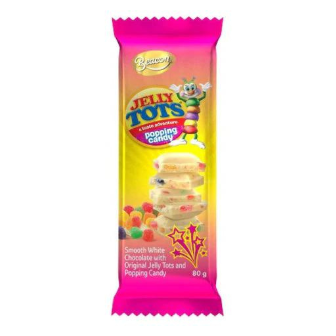 Beacon Jelly Tots Popping Candy White Chocolate 80g